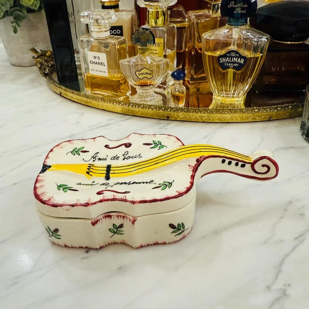 Vintage Violin Trinket Box Made in England 